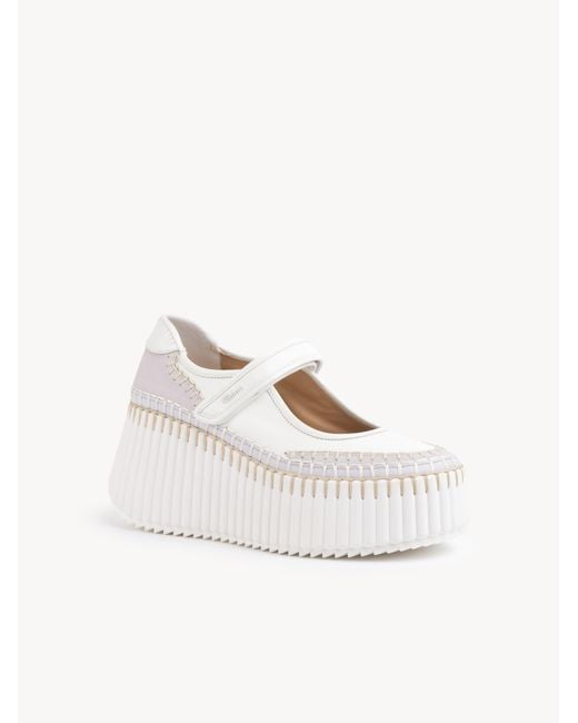 Chloé White Nama Wedge Sneaker