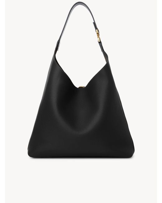 Chloé Black Marcie Hobo Bag In Grained Leather