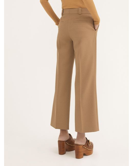 Chloé ウールグレインドプードル製クロップド テーラード パンツ 婦人向け ブラウン サイズ ウール 100 Natural