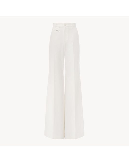 Chloé White High-Rise Flared Pants