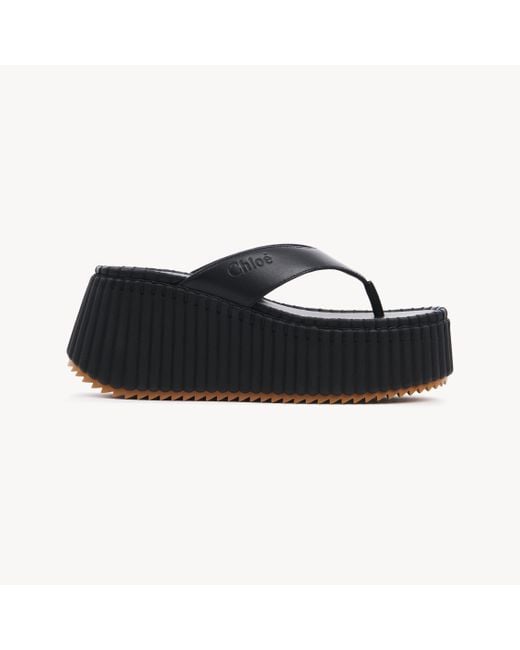 Chloé Black Nama Wedge Slide 100% Bovine Leather