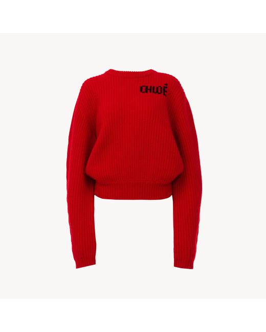 Chloé Red Grobstrick Pullover