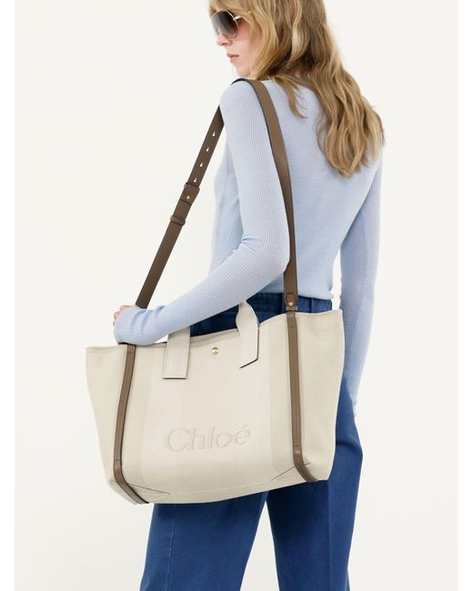 Chloé Black Chloé Carry Tote Bag In Canvas