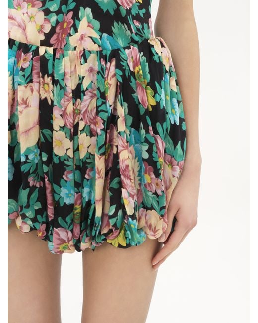 Chloé Green Mini Bloomer Shorts In Silk Charmeuse