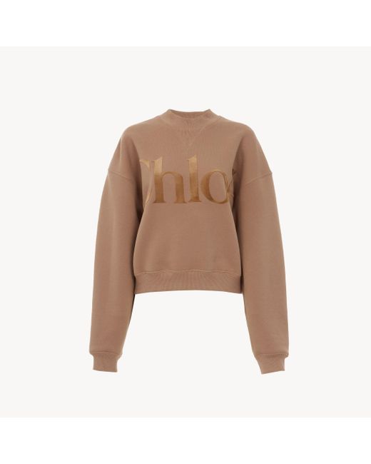 Chloé Brown Weiter Pullover aus Baumwollfleece