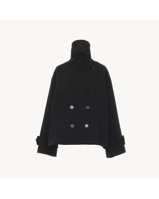 Chloé Black Oversized Short Coat In Wool
