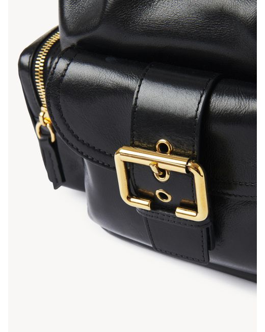 Chloé Black Camera Beuteltasche aus glänzendem Leder
