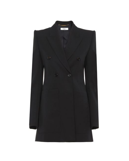 Chloé Black Tailored Jacket In Wool Grain De Poudre