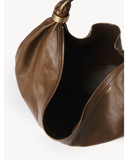 Chloé Black Large Hobo Bag In Grained Leather