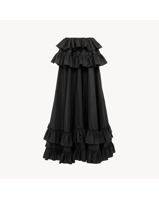 Maxifalda Estratificada De Tafetán De Seda Lavada Chloé de color Black