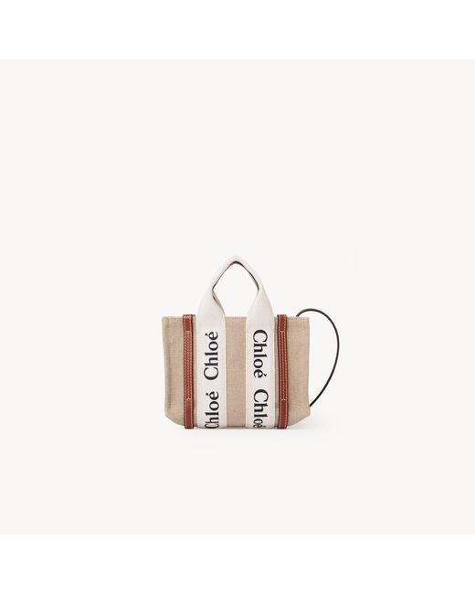 Chloé レディース ピンク リネン製Woodyミニトートバッグの通販はau 