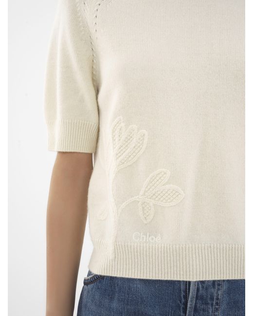 Chloé Natural Short-sleeve Sweater