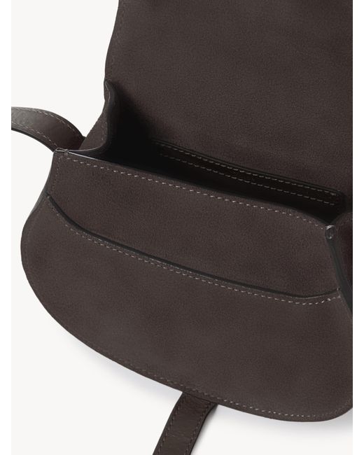 Chloé Black Small Marcie Saddle Bag In Suede Leather