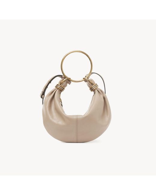Chloé グレインレザー製スモールBracelet Hobo Bag 婦人向け ブラウン サイズ 牛革（カーフ） 100 White