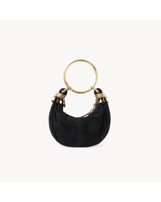国内完売品 ☆ CHLOE Bracelet black mini suede hobo bag Chloé Mini Beaded Bracelet Hobo Bag In Suede Leather in