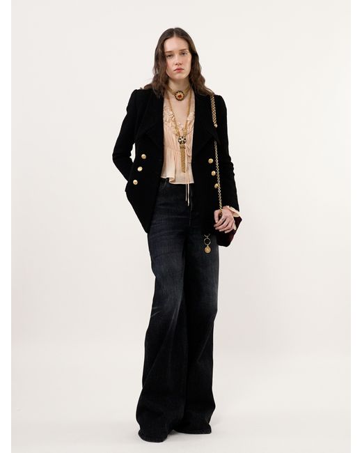 Chloé Black Double-breasted Tailored Jacket In Wool Bouclette