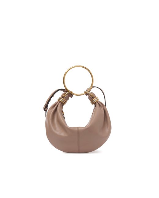 Chloé Brown Small Bracelet Hobo Bag In Grained Leather