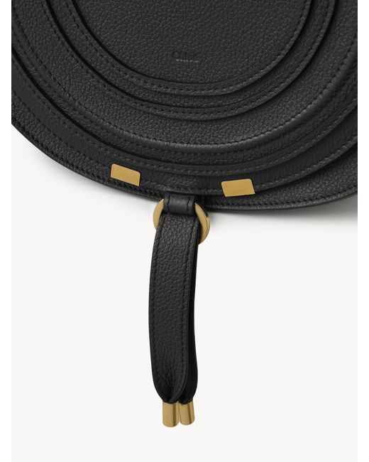 Chloé Black Marcie Saddle Bag In Grained Leather