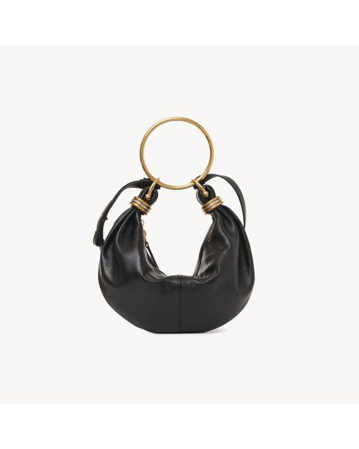 Chloé グレインレザー製スモールBracelet Hobo Bag 婦人向け ブラック サイズ 牛革（カーフ） 100 Black