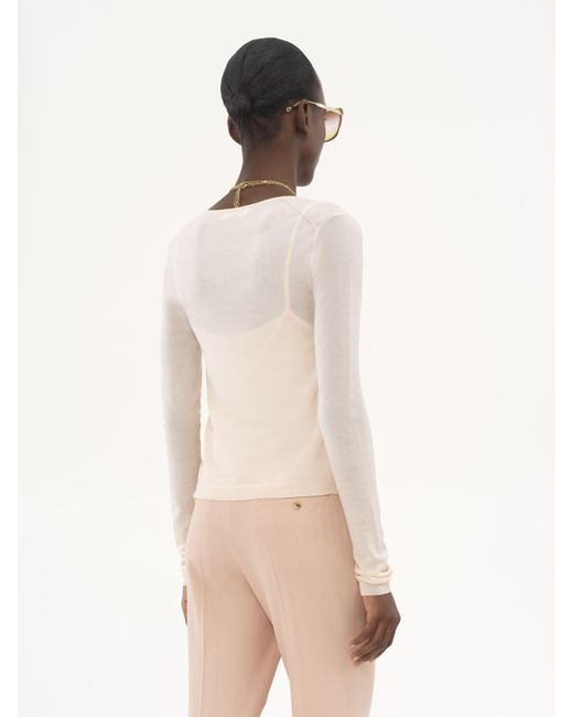 Cardigan ajusté à encolure arrondie en maille de laine extrafine Chloé en coloris Natural
