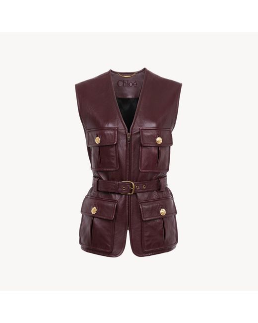 Chloé Purple Utilitarian Leather Vest