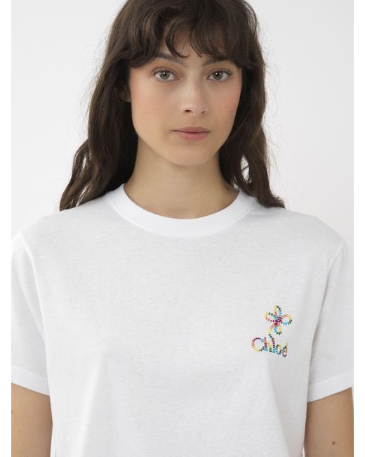 Chloé White Embroidered T-shirt