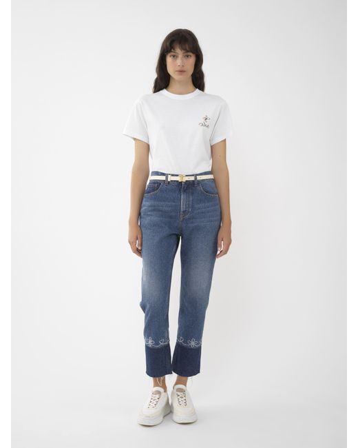 Chloé White Embroidered T-shirt