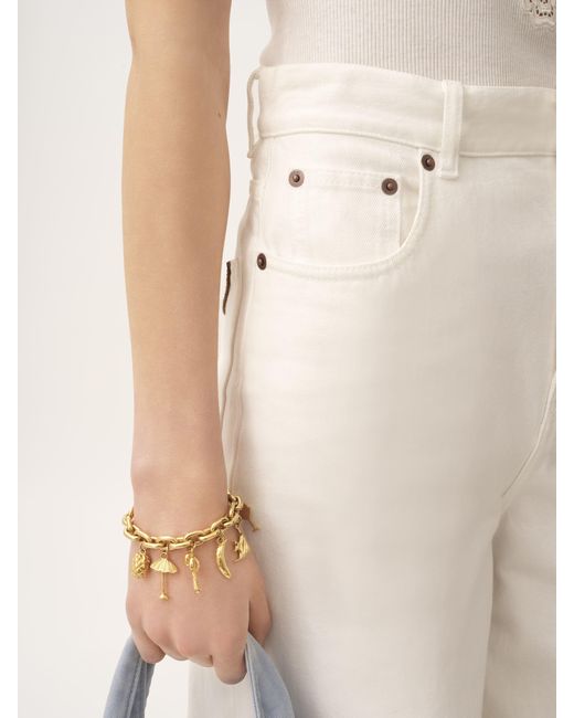 Chloé White Hochgeschnittene Jeans mit weitem Bein aus Denim