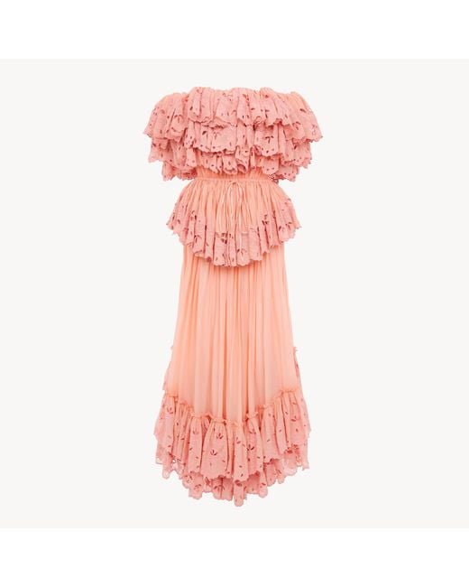 Chloé Pink Ruffled Long Dress