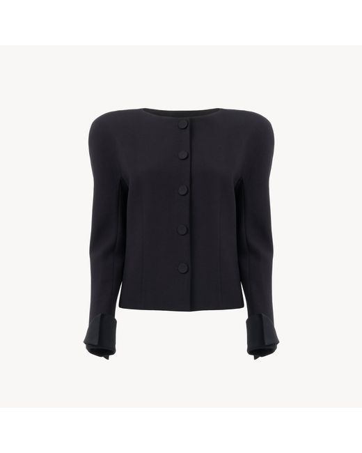 Chloé Blue Collarless Fitted Jacket