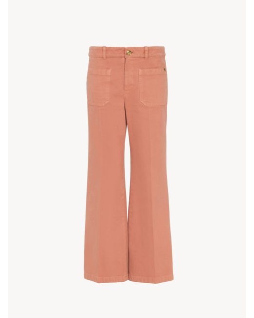 Chloé Cropped Bootcut Trousers in het White