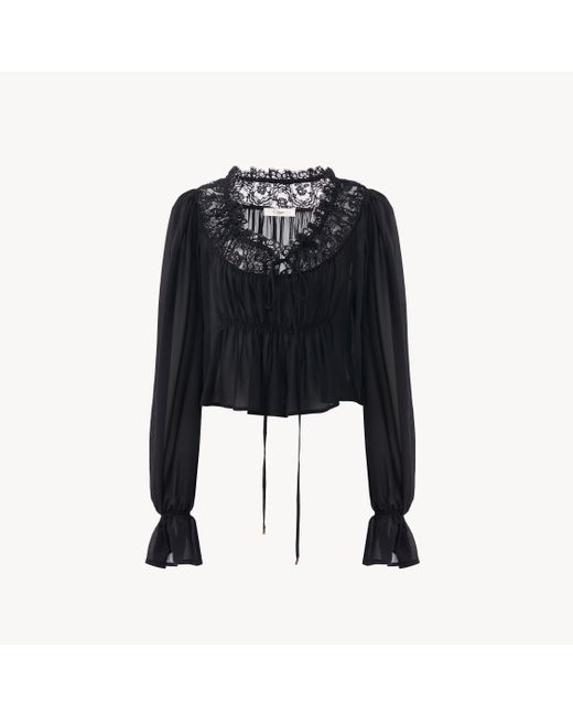 Top Corto Con Scollo Profondo di Chloé in Black