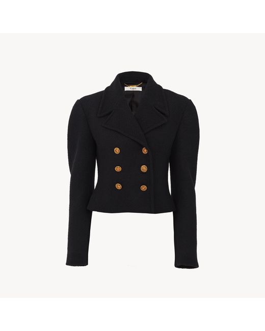 Chloé Black Double-Breasted Cropped Jacket