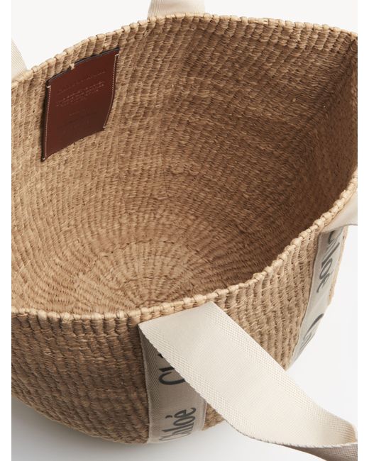Chloé Brown Large Woody Basket In Natural Fibers