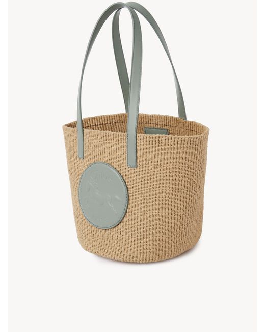 送料関税込【Chloe】 Horse Medal ラージバスケットバッグ Chloé Large Horse Medal Basket In Natural Fibers in Sepia