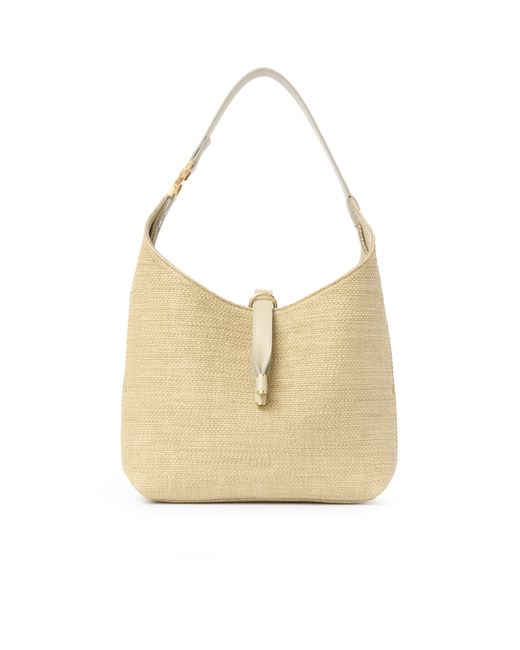 Chloé Green Small Marcie Hobo Bag In Raffia-effect Fibers