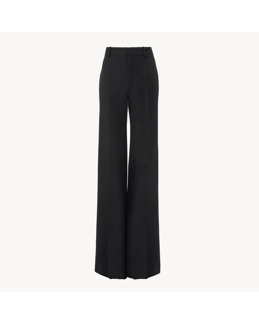 Chloé Black High-rise Flared Pants In Wool Grain De Poudre