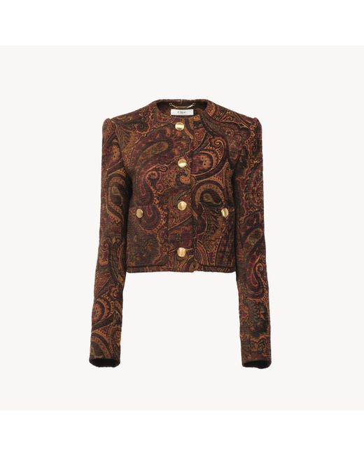 Giacca Boxy Senza Colletto di Chloé in Brown