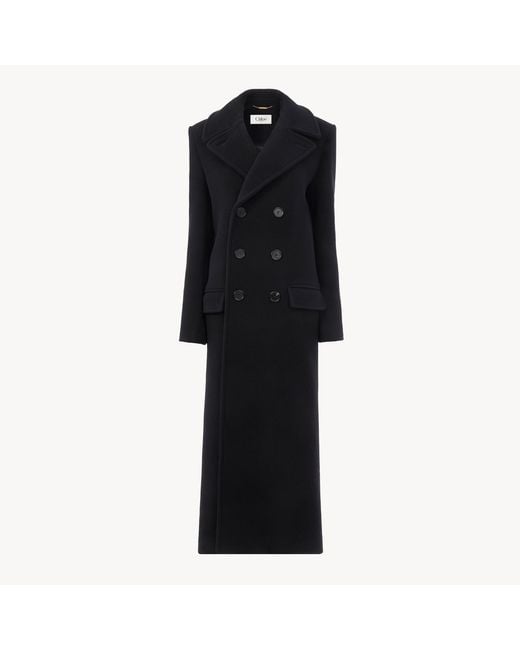 Chloé Black Long Double-Breasted Coat