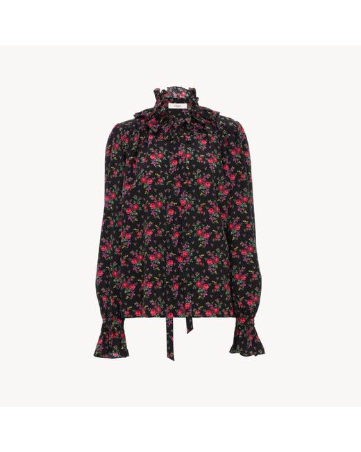 Chloé Black Tie-Front Ruffled Blouse