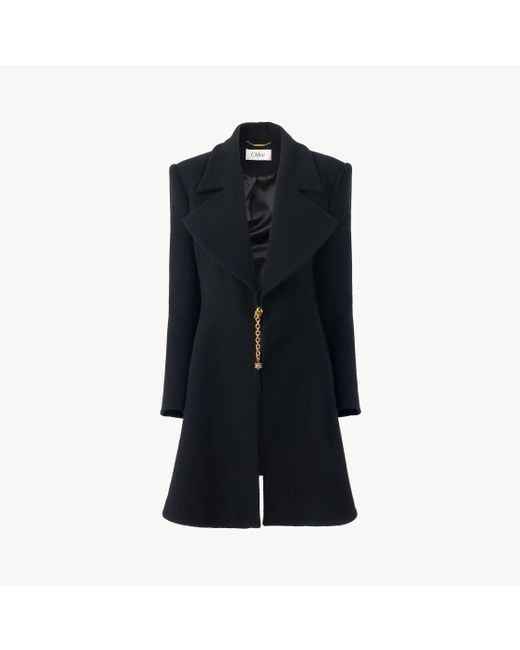 Chloé ウールブークレット製ライディングコート Blue