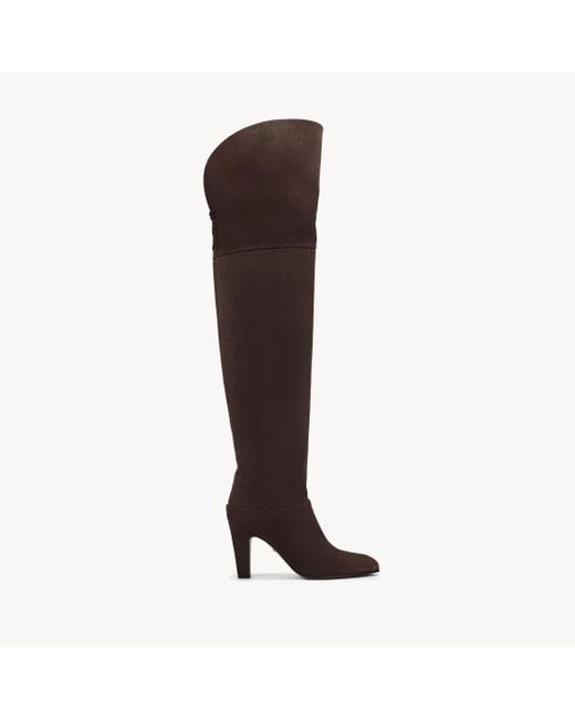 Chloé Brown Eve Thigh High Boot 100% Lambskin