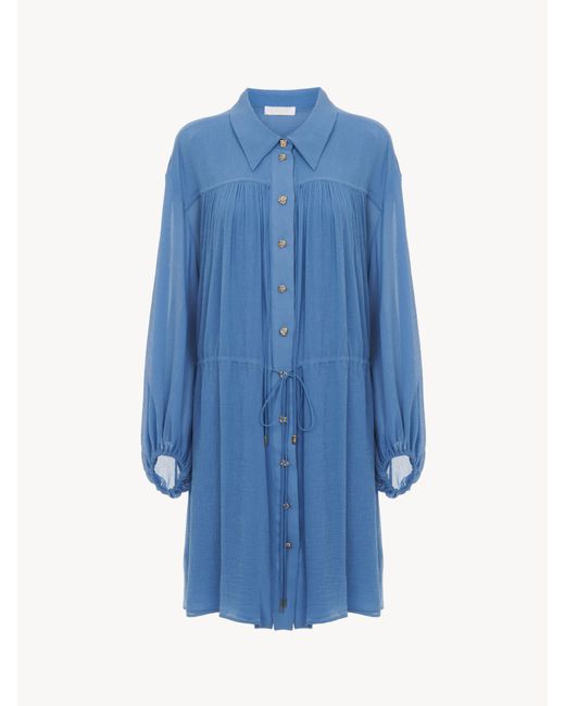 Chloé Blue Short Shirt Dress