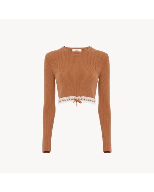 Chloé White Cropped Fitted Jumper