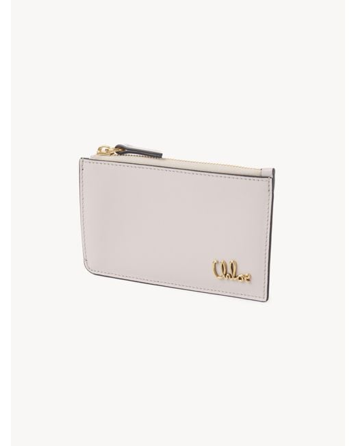 Chloé White Small Chloé Iconic Purse With Card Slots In Grained Leather