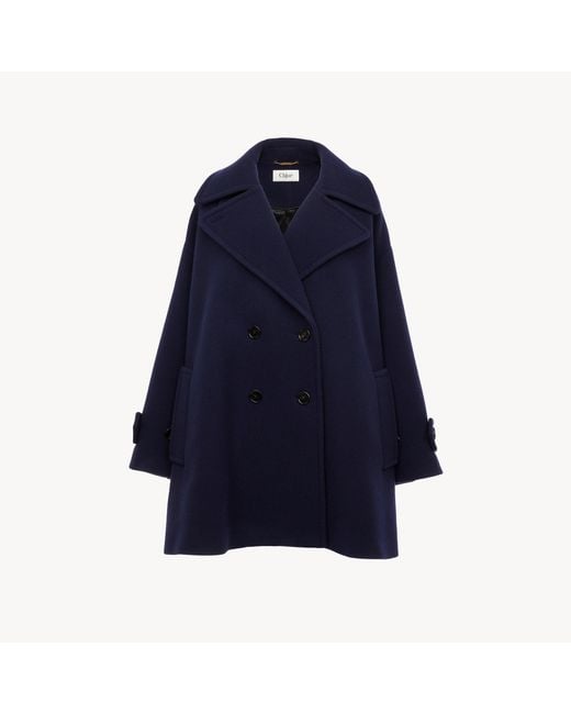 Chloé Blue Double-Breasted Wool Coat