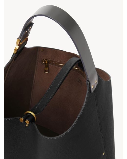 Chloé Black Marcie Hobo Bag In Grained Leather