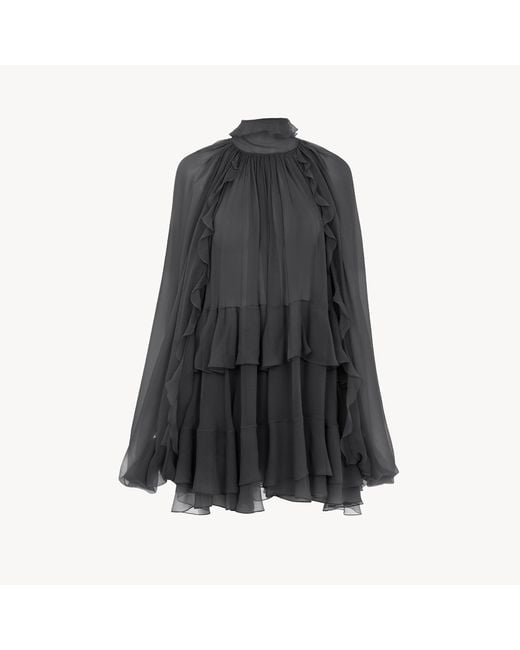 Chloé Gray Mini Cape Dress