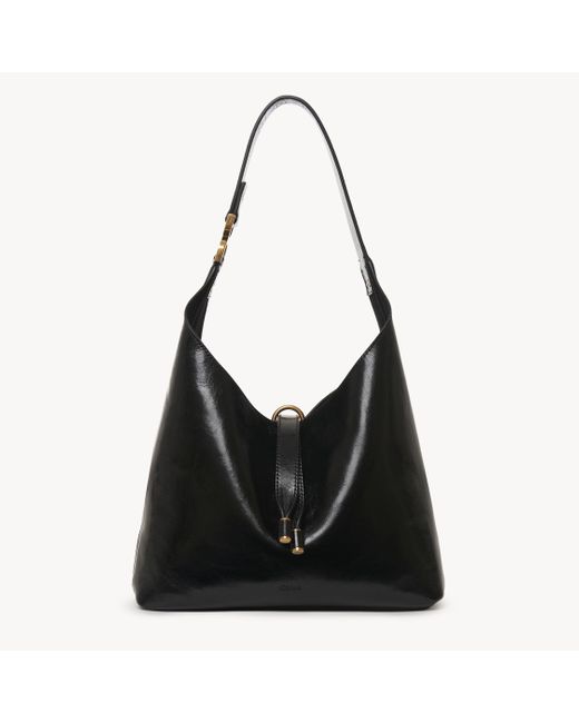 Chloé シャイニーレザー製スモールMarcieホーボーバッグ 婦人向け ブラック サイズ 牛革（カーフ） 100 Black