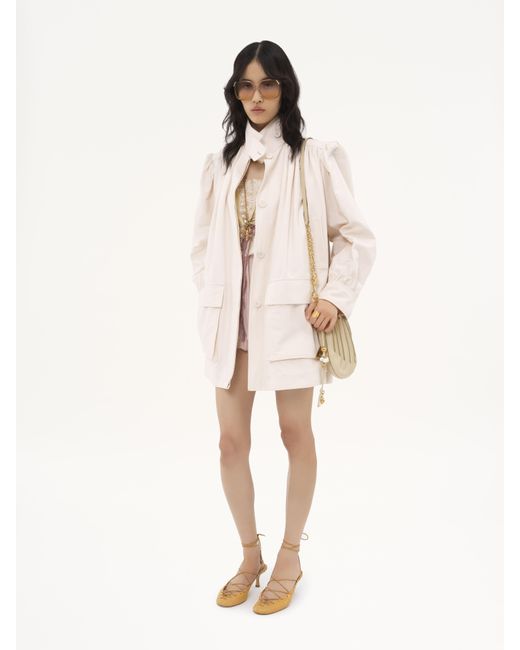 Veste col montant utilitaire en toile de coton Chloé en coloris Natural